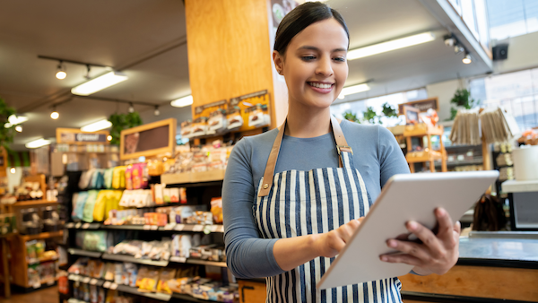 Retail worker with tablet